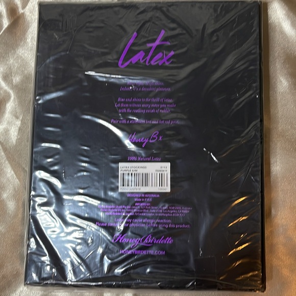 Honey Birdette Purple Latex Stockings - Picture 2 of 2